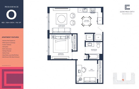 A floor plan of a residence by Centro City Residences.